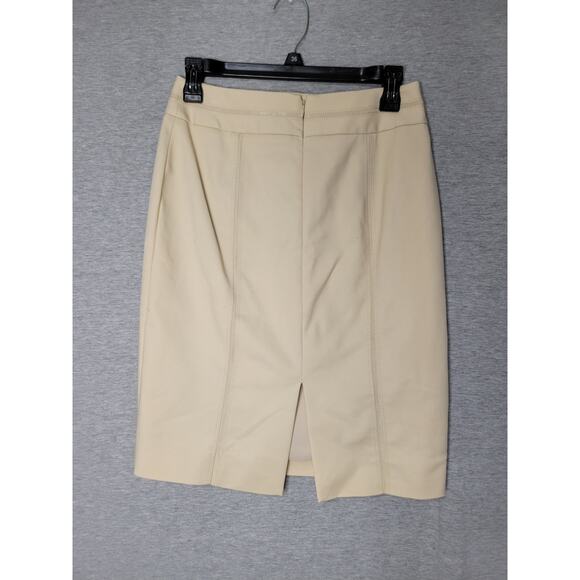 White House Black Market Tan Beige Perfect Form Knee Length Pencil Skirt Sz 2 - Picture 2 of 9